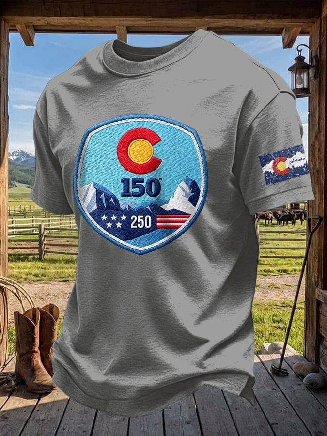 Men's Retro Colorado 150 Years USA 250 Print T-Shirt