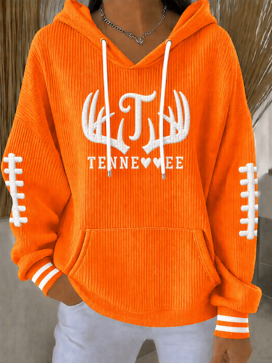 Women'S Football Print Hooded Sweatshirt