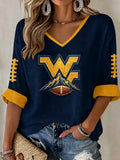 Women'S Football Print Waffle Top