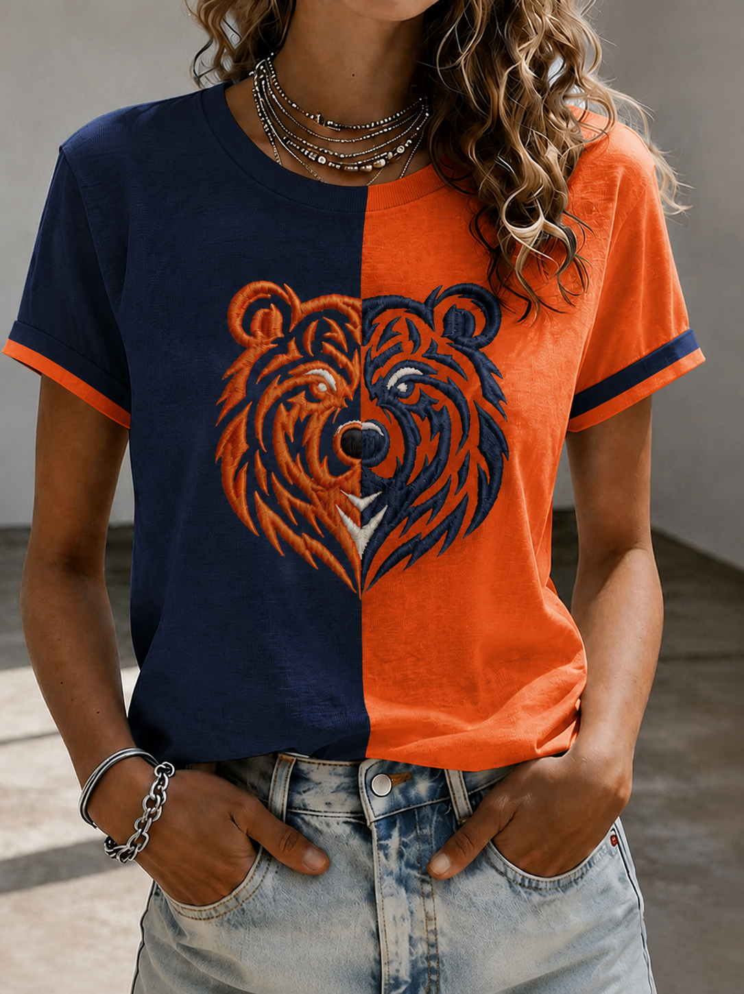 Women'S Retro Football Print T-Shirt