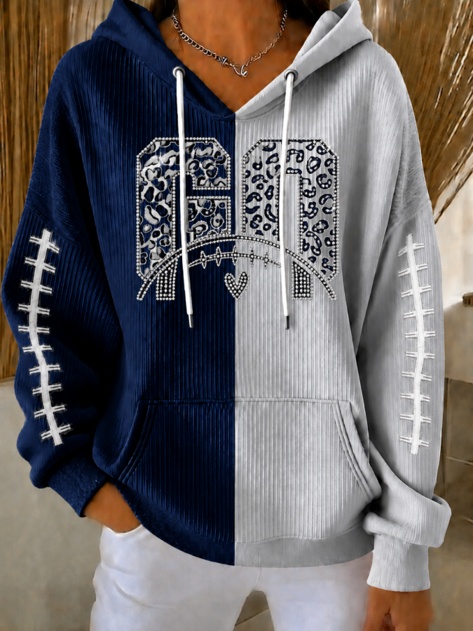 Women'S Football Fans Print Hooded Sweatshirt