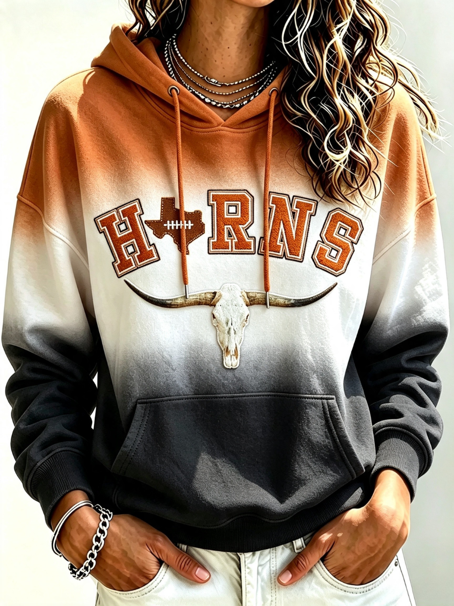 Women's Casual Vintage Team Fan Hooded Sweatshirt