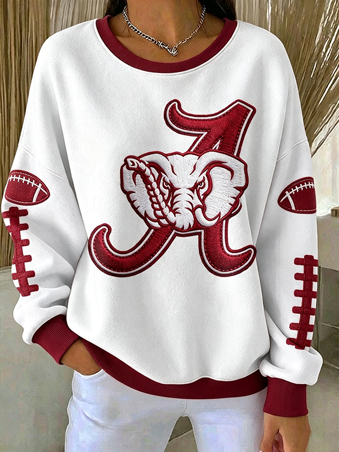 Women'S Retro Football Round Neck Sports Shirt