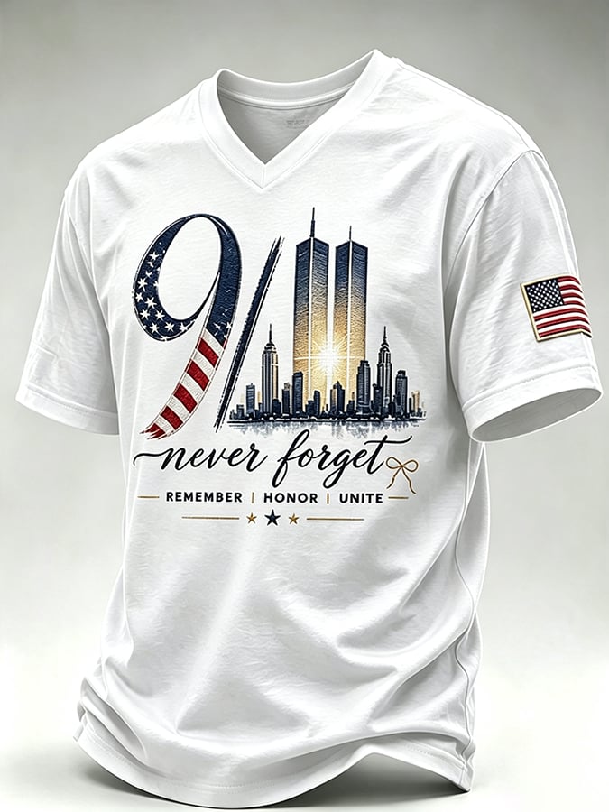 Men's 9.11 Never Forget Print Casual T-shirt