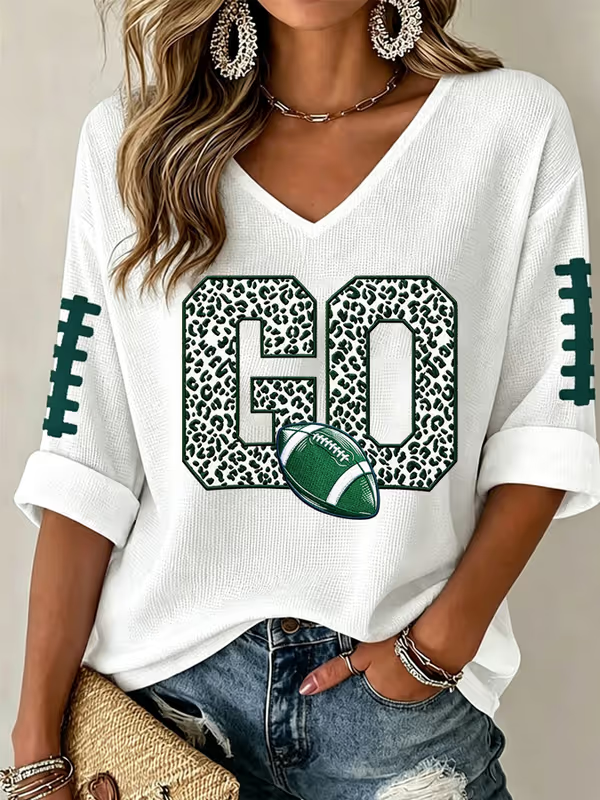 Women's Rugby-Print Top