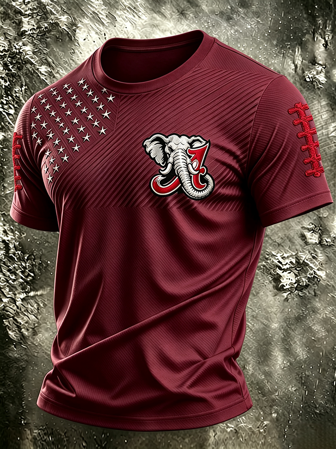 Men'S Rugby Printed Round Neck T-Shirt
