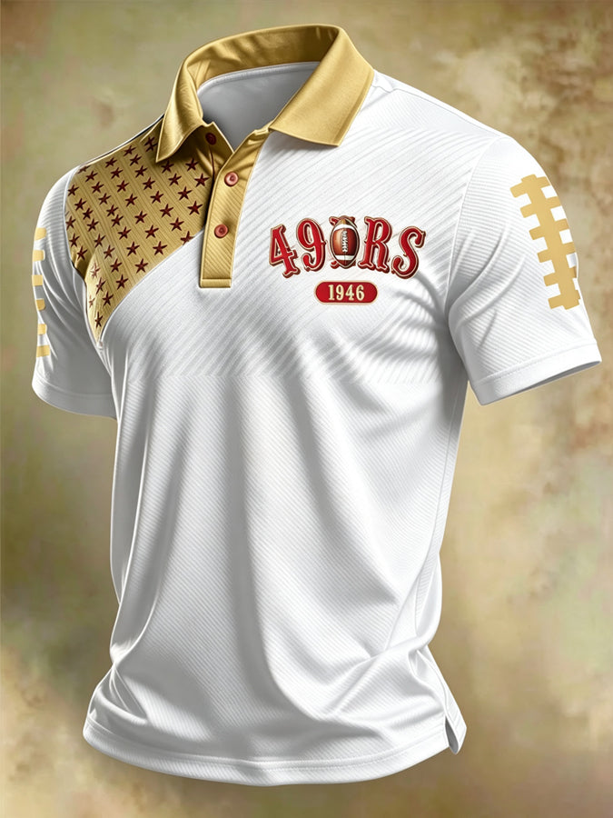 Men'S Football Printed Polo Shirt