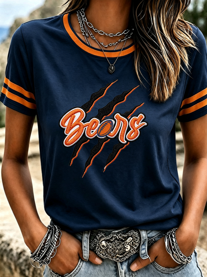 Women'S Retro Football Printed T-Shirt
