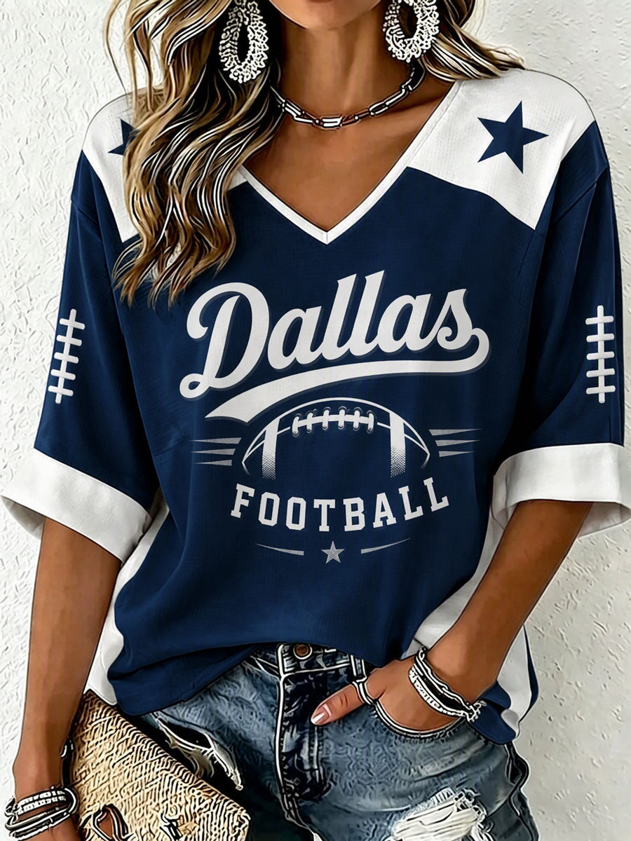 Women'S Football Print Waffle  Top