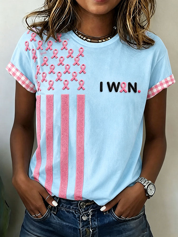 Women'S Breast Cancer Awareness Printed Casual T-Shirt