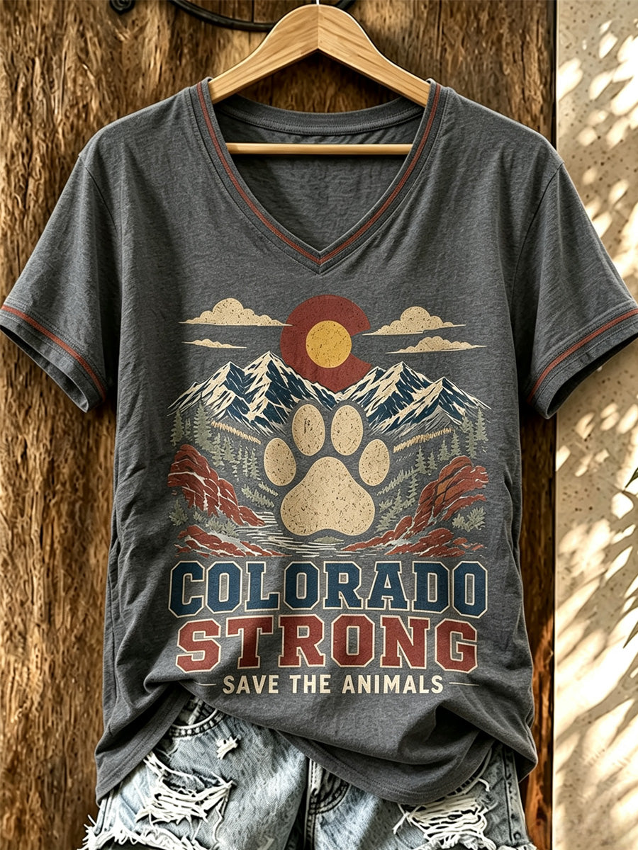 Women'S Colorado Strong Printed V-Neck T-Shirt