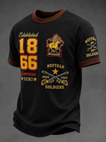 Men's Retro Nostalgic Buffalo Soldier Western Style Art Print Casual T-Shirt