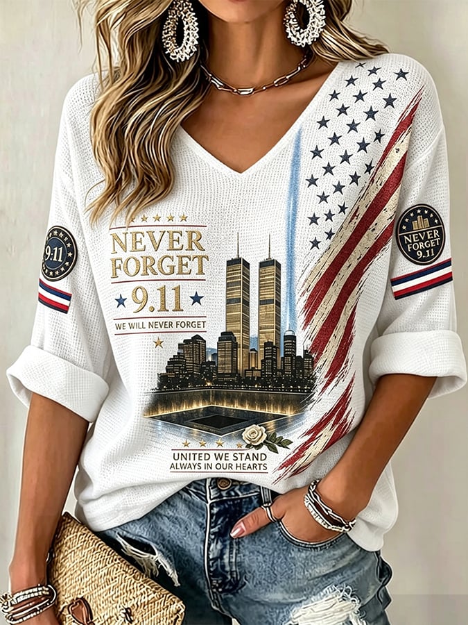 Women's Never Forget September 11 Print T-Shirt