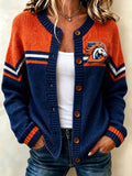 Women'S Football Fans Print Knitted Cardigan Top