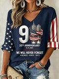 Women's  Retro  9.11 Never Forget Print T-shirt