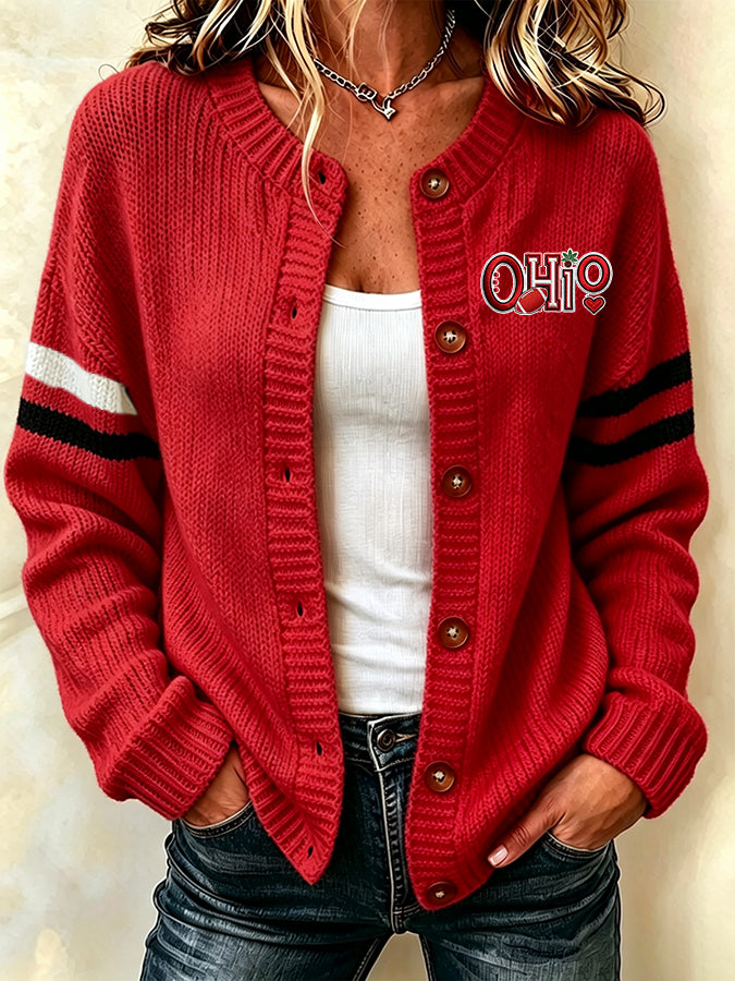 Women'S Casual Football Plant Knitted Cardigan Top
