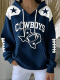 Women'S Football Print Hooded Sweatshirt