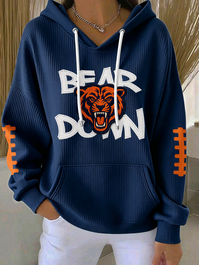 Women'S Football Print Hooded Sweatshirt