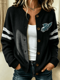 Women'S Football Sports Casual Knitted Cardigan Top