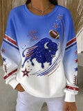 Women'S Football Fan Printed Vintage Hoodie