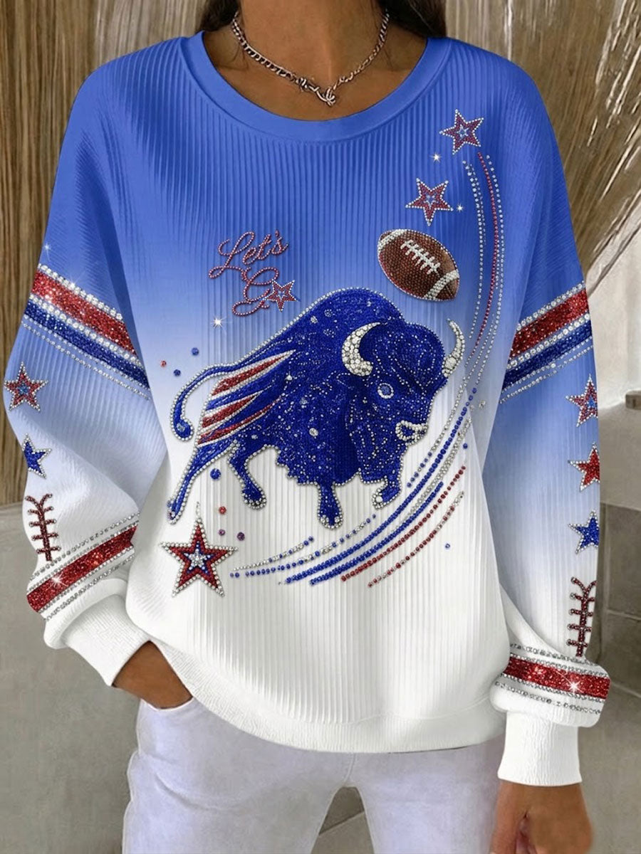 Women'S Football Fan Printed Vintage Hoodie