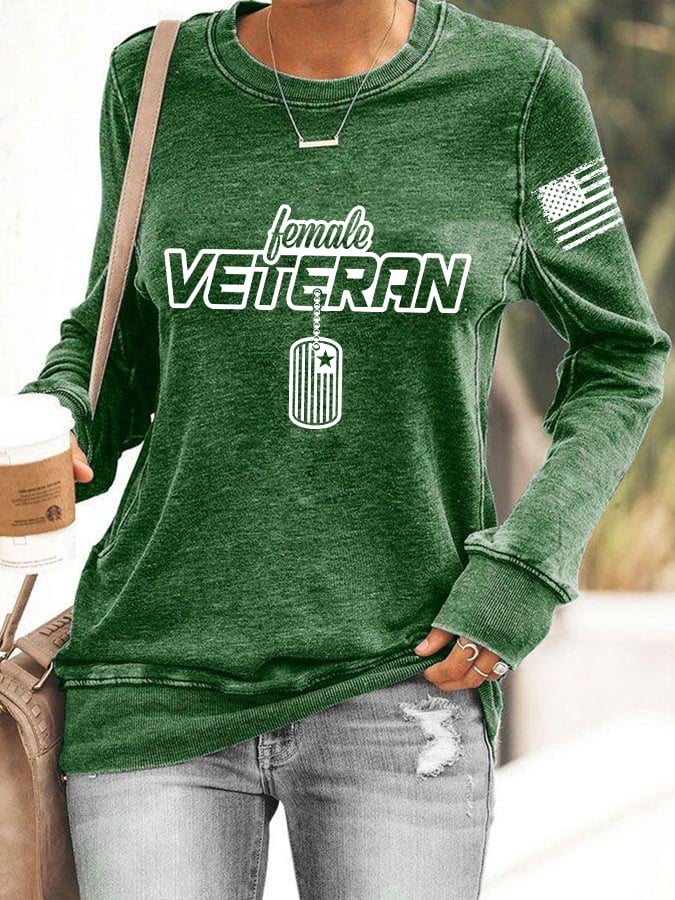 Women's "Female Veteran" Print Sweatshirt