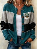 Women'S Casual Football Print Knitted Cardigan Top
