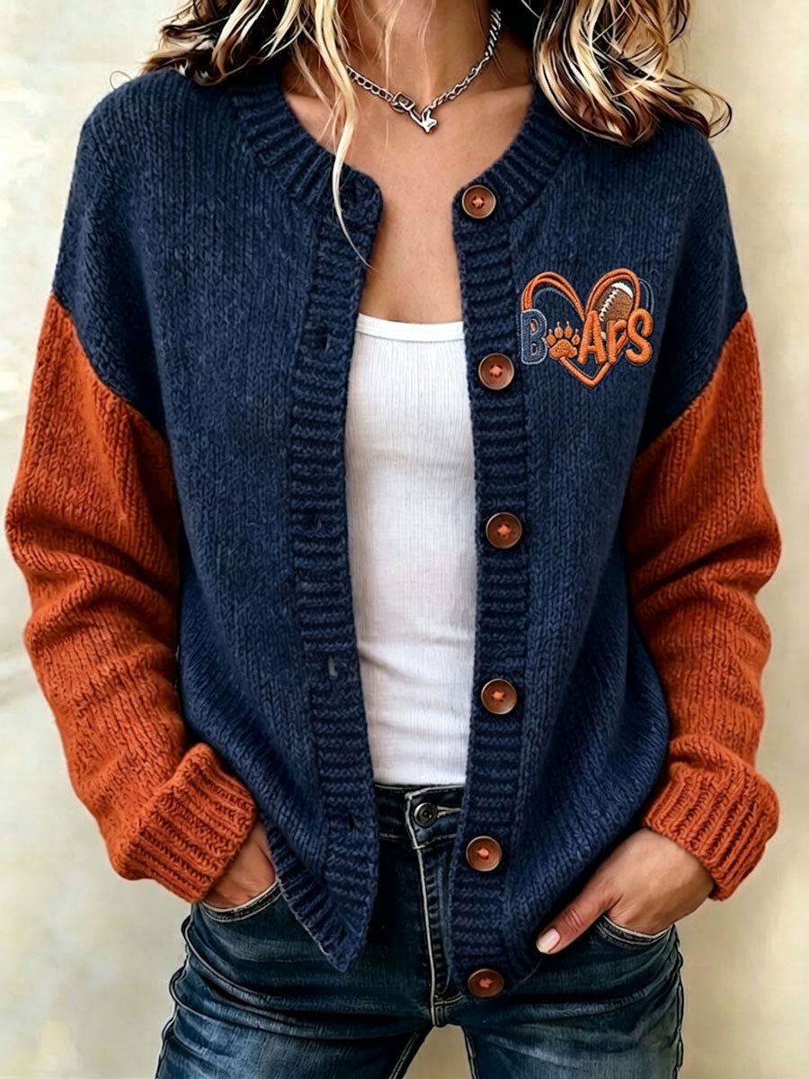 Women'S Casual Football Plant Knitted Cardigan Top