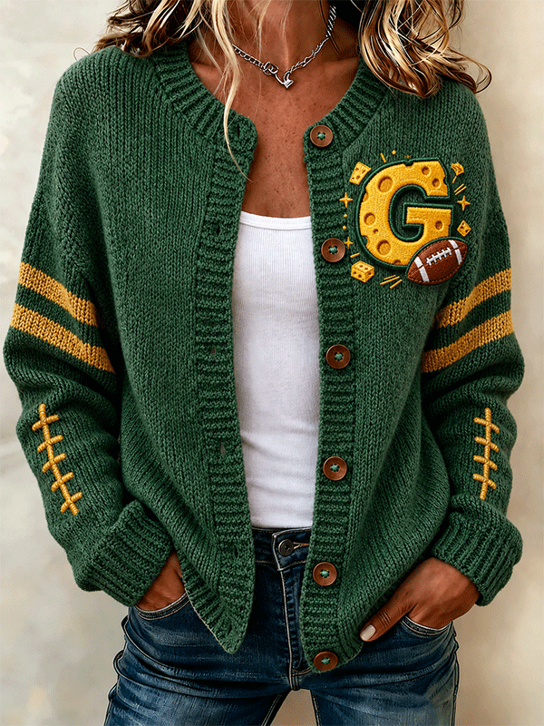 Women'S Football Sports Casual Knitted Jacket
