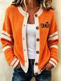 Women's Football Pattern Knitted Cardigan Top