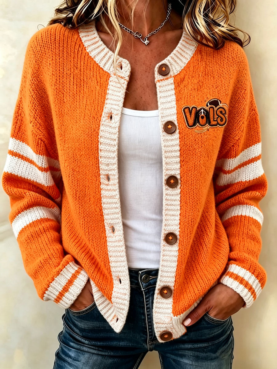 Women's Football Pattern Knitted Cardigan Top
