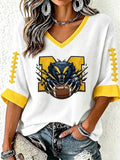 Women'S Football Print Waffle Top