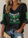 Women'S Football  Print Waffle  Top