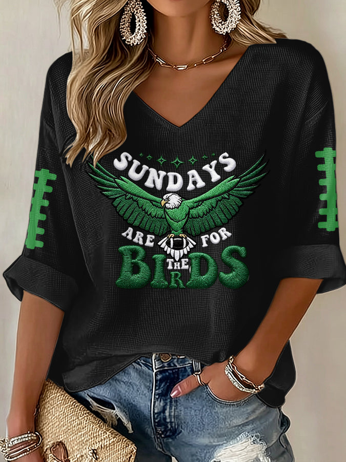 Women'S Football  Print Waffle  Top
