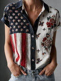 Women's American Founding 250th Anniversary Art Print Short-Sleeved Shirt