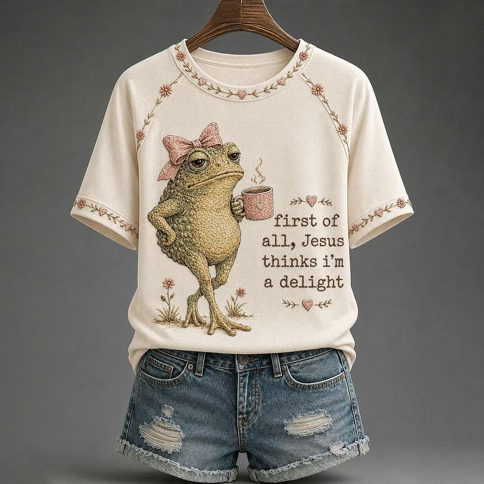 Women's 'Jesus Thinks I'm A Delight' Printed Casual T-Shirt