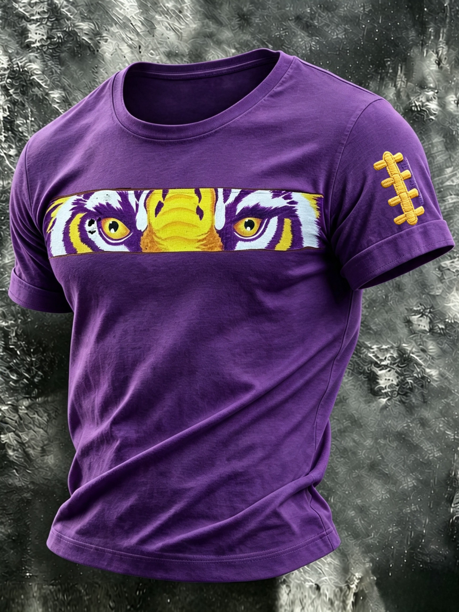 Men's Football Printed Round Neck T-Shirt
