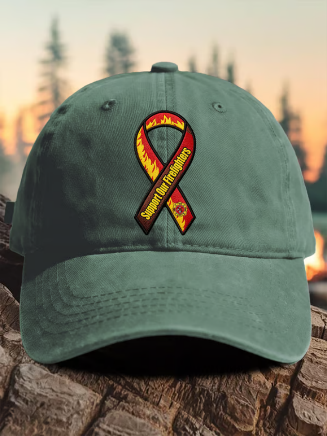 Retro Support Our Firefighters Print Baseball Cap