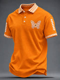 Men'S Retro Football Print Polo T-Shirt