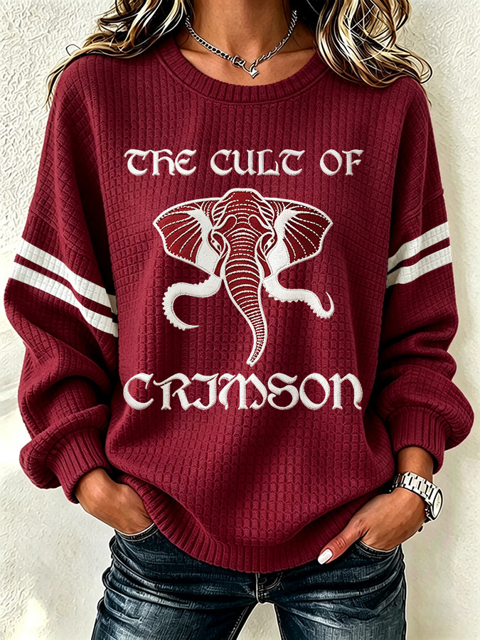Women'S Football Fan  Long Sleeved Round Neck Sweatshirt