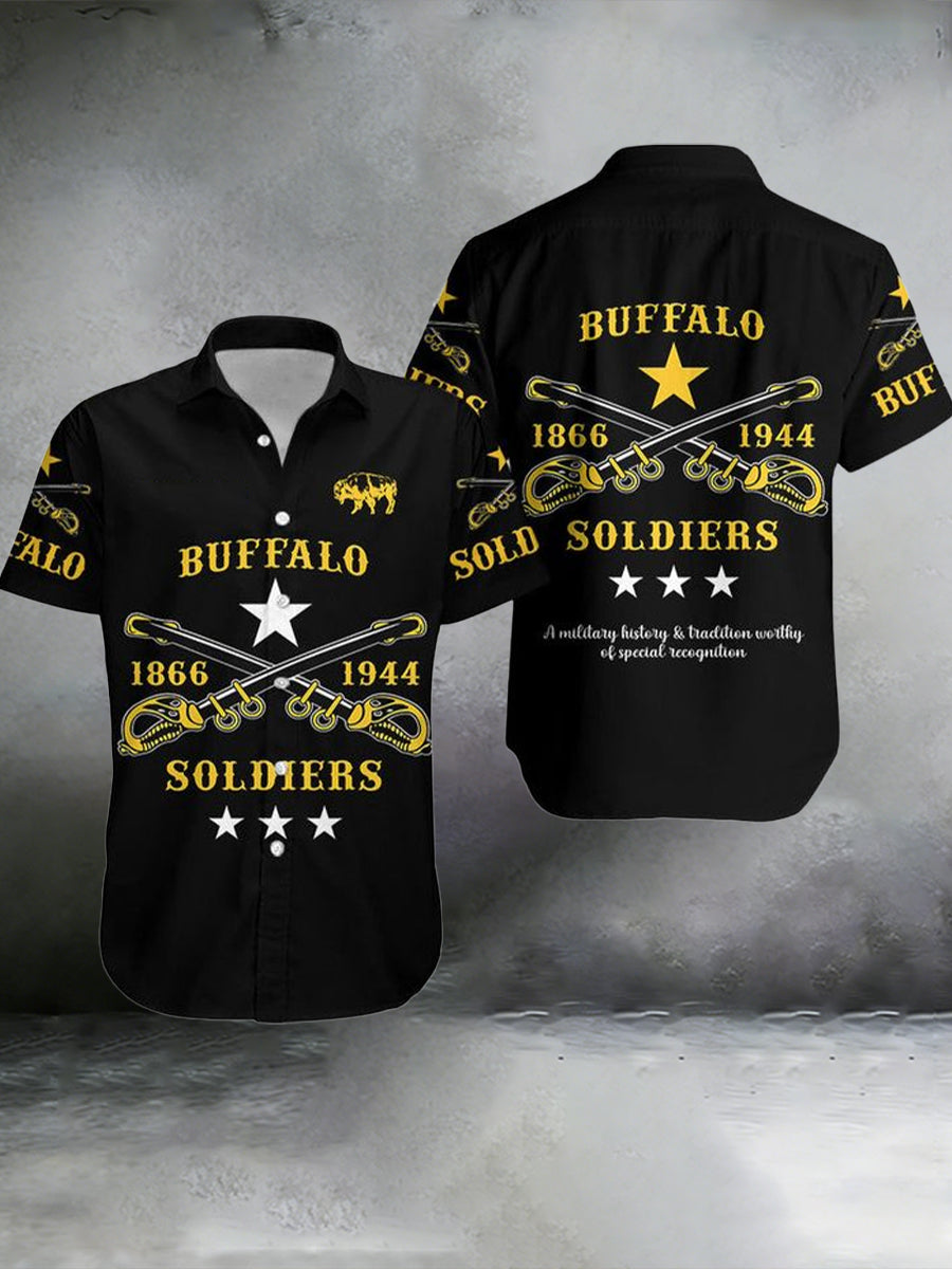 Men's Buffalo Soldier Art Print Casual Shirt