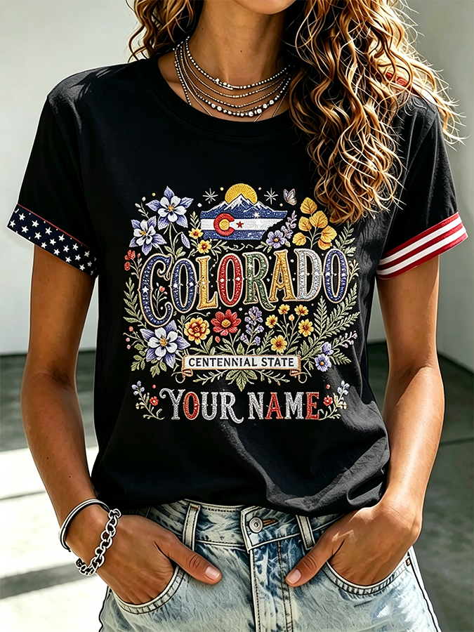 Women's Retro Colorado Print T-shirt