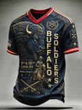 Men's Retro Buffalo Soldier Print Casual T-Shirt