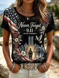 Women's  Retro  9.11 Never Forget Print T-shirt