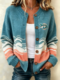 Women'S Casual Football Plant Knitted Cardigan Top