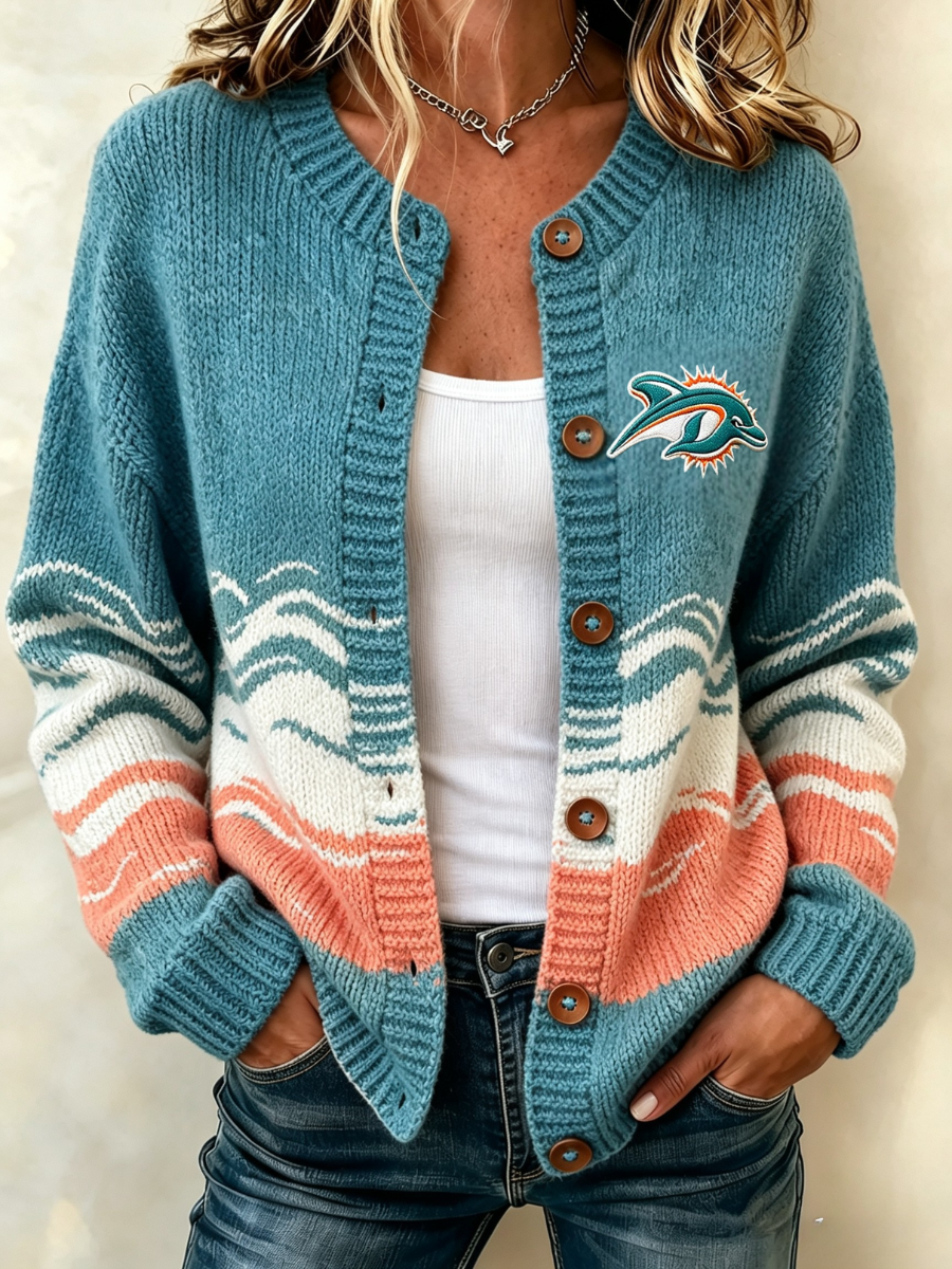 Women'S Casual Football Plant Knitted Cardigan Top