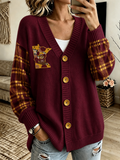 Women's Football Fan V‑Neck Knit Cardigan