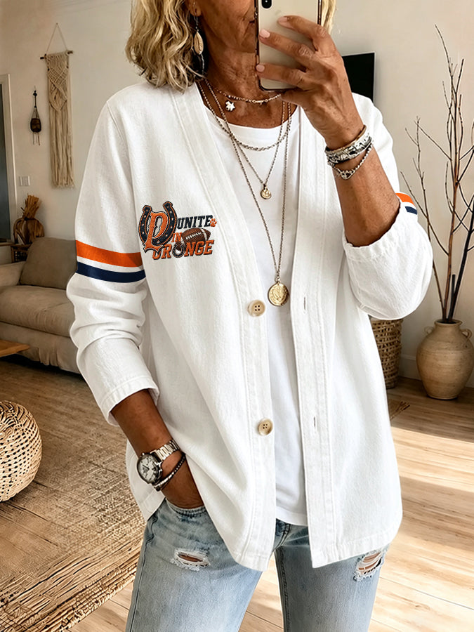 Women'S Football Printed Cardigan