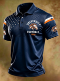 Men's Denver Broncos Football Fan American Flag Printed Polo Shirt