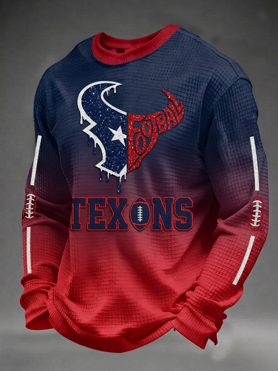 Men'S Football Printed Waffle Sweatshirt